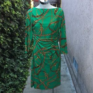 Ralph Lauren Dress Equestrian Green Chains Size 8